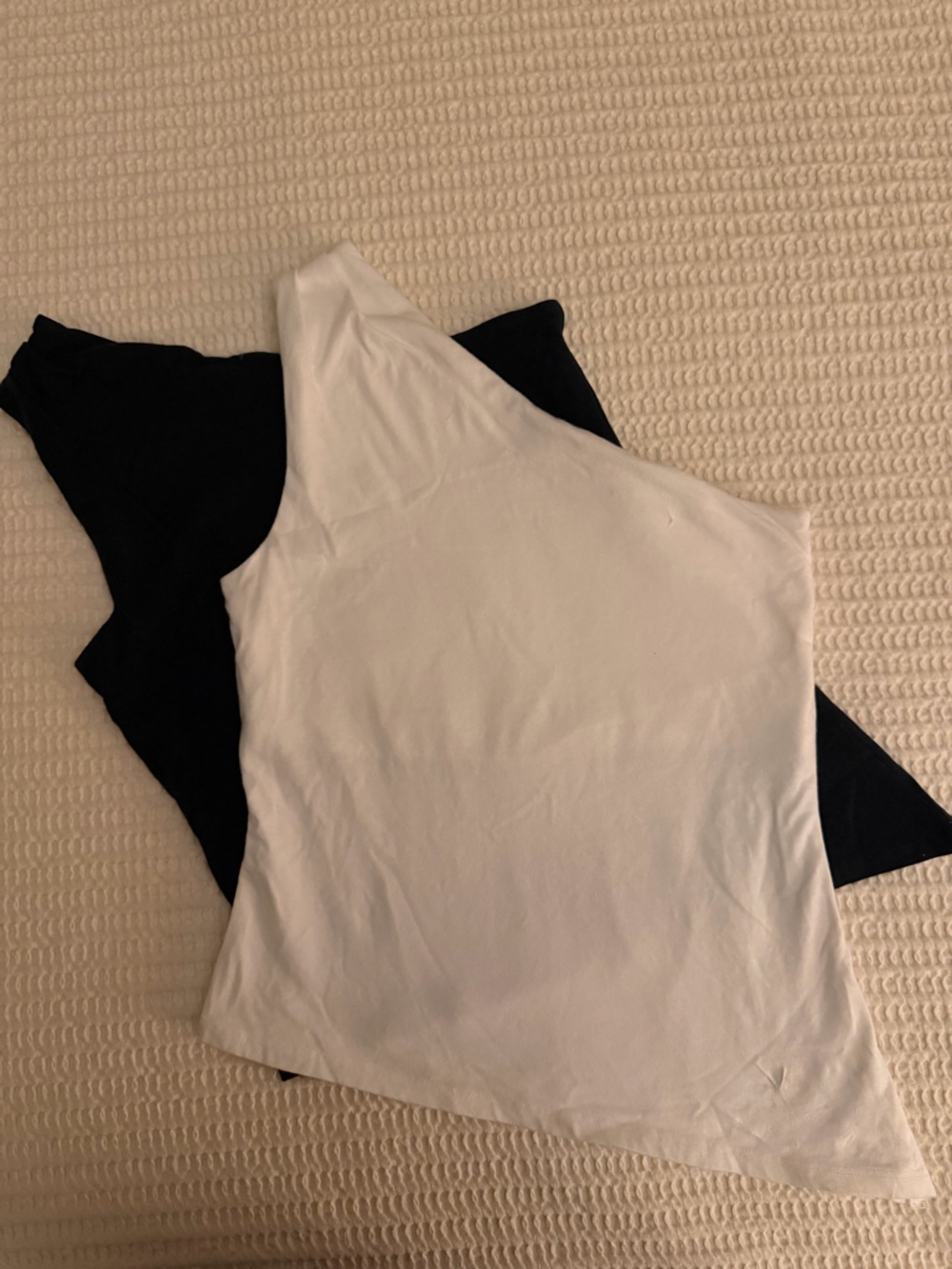 Hollister White and Black One-Shoulder Tank Top Duo